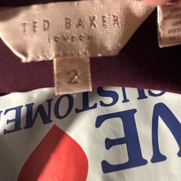 TED BAKER EMMONA EMBROIDERED SKATER DRESS IN BURGUNDY• Size M - Picture 5 of 6